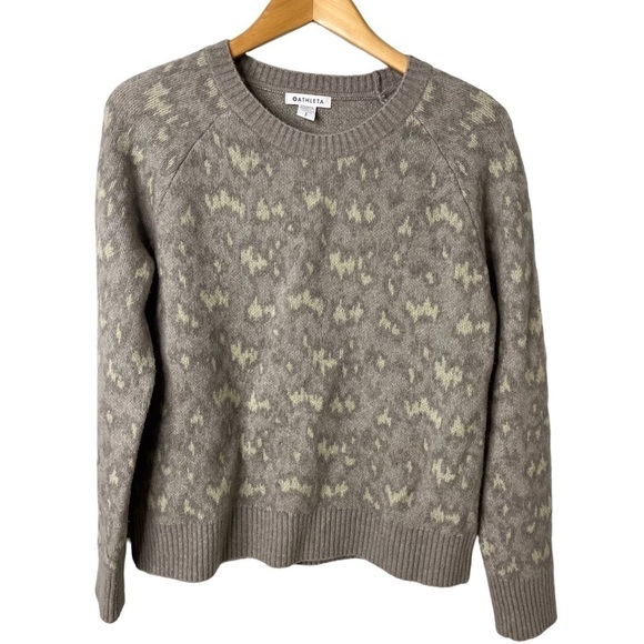 Athleta Merino Wool Crewneck Sweater Hawthorn Animal Print Size Small 982835 - Picture 2 of 7